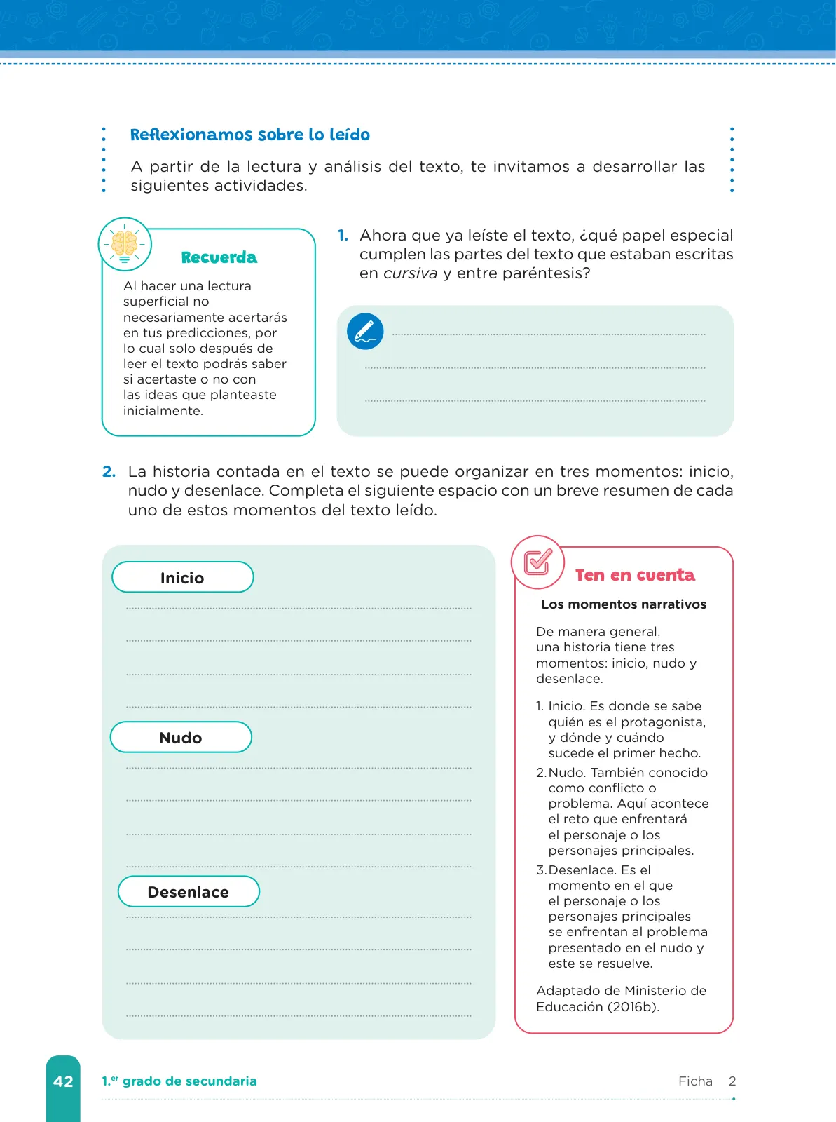 Página 44 de Fichas de aprendizaje de Comunicación 1 · 2024