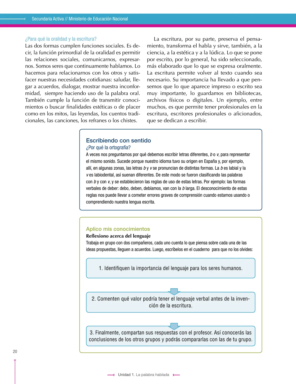 Página 20 de Lenguaje 8° · Secundaria Activa