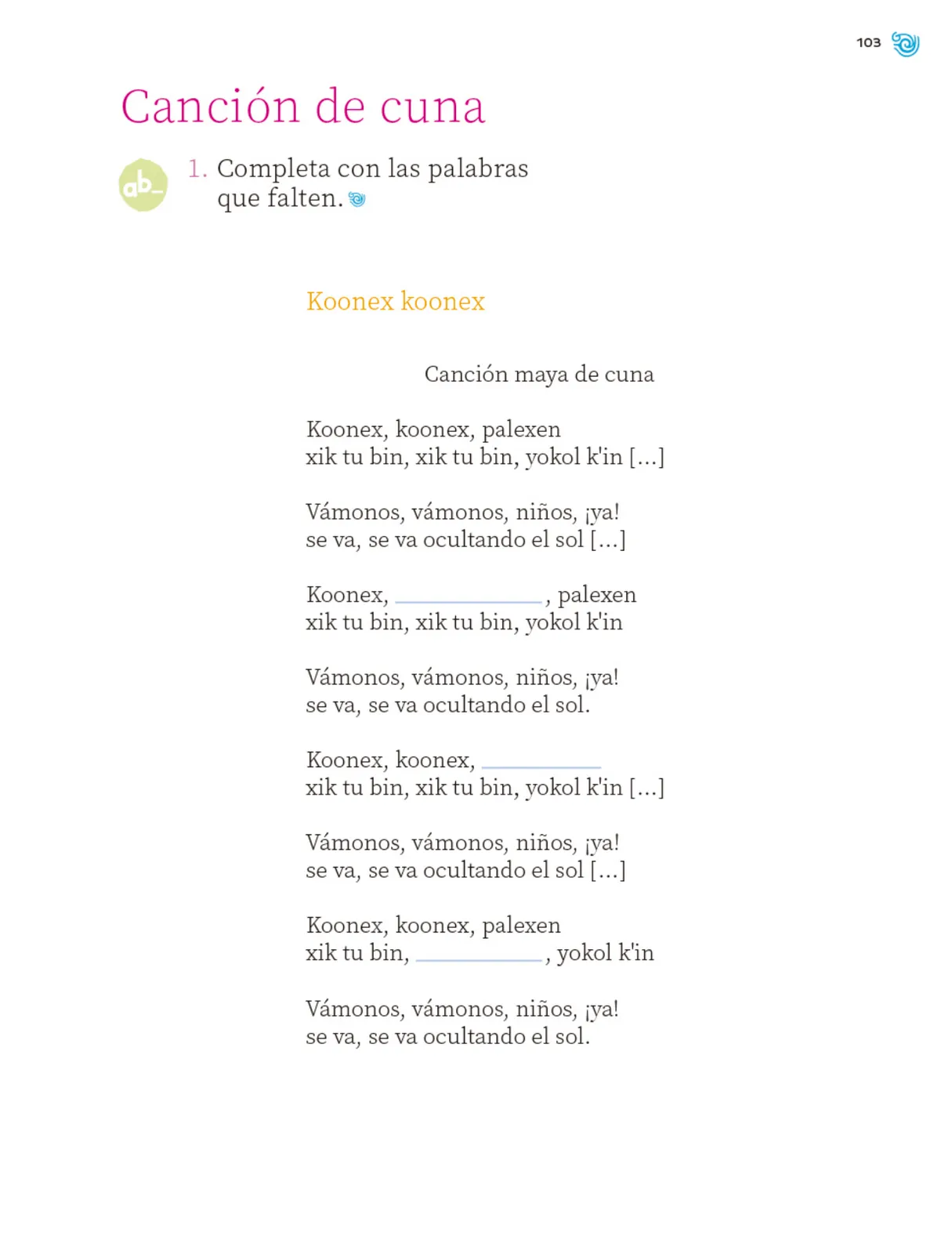 Página 104 de Múltiples lenguajes. Trazos y números. Libro de Educación Primaria Grado 1° Ciclo Escolar 2025 - 2026