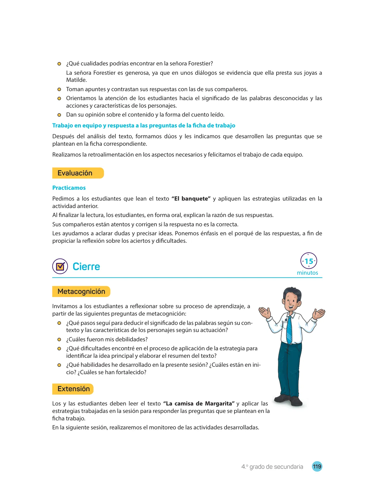 Página 121 de Comprensión lectora 4 : manual para el docente de cuarto grado de Secundaria · 2017