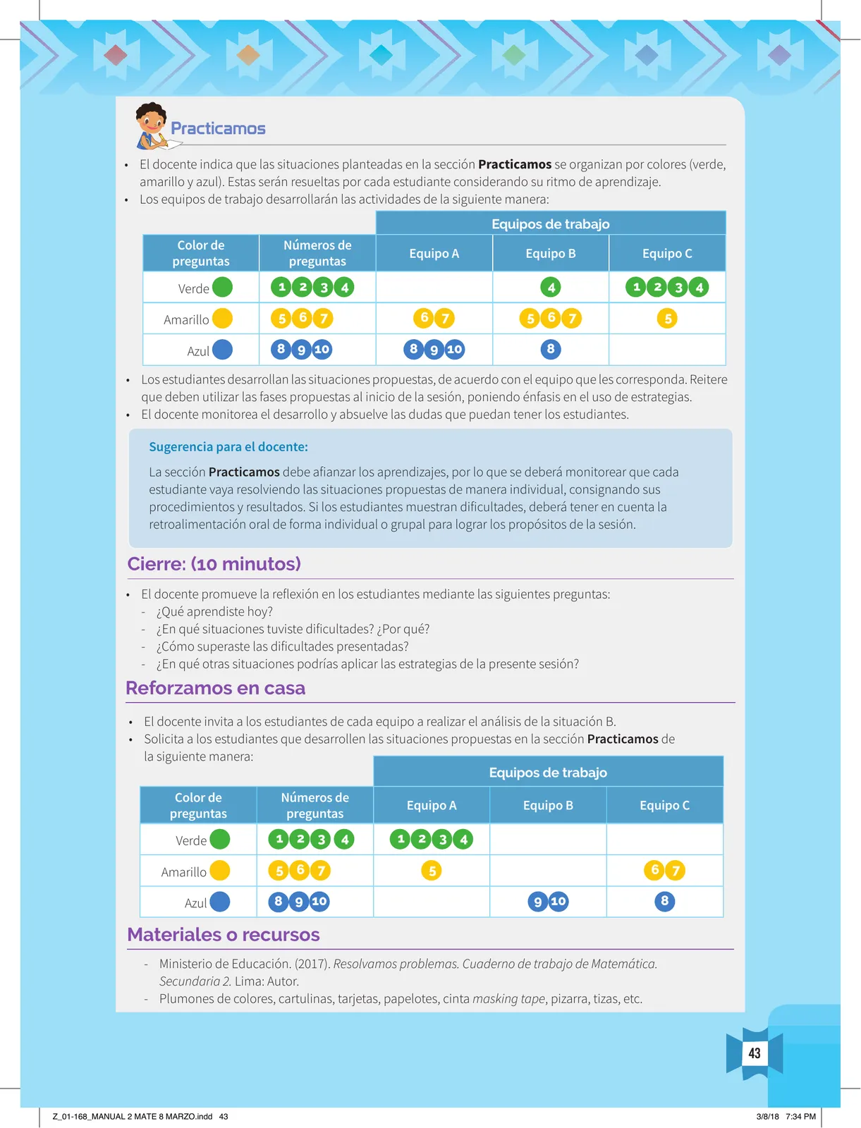 Miniatura página 45 de Resolvamos problemas 2 : manual para el docente 2018 · 2018
