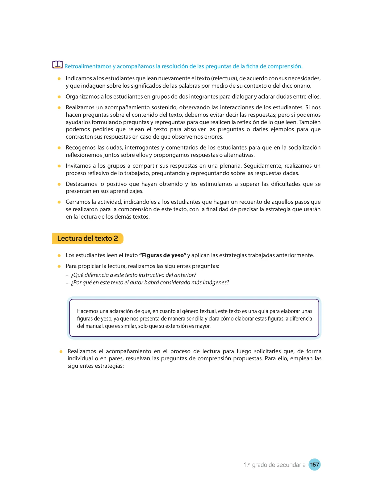 Miniatura página 159 de Comprensión lectora : manual para el docente de primer grado de Secundaria 2018 · 2018
