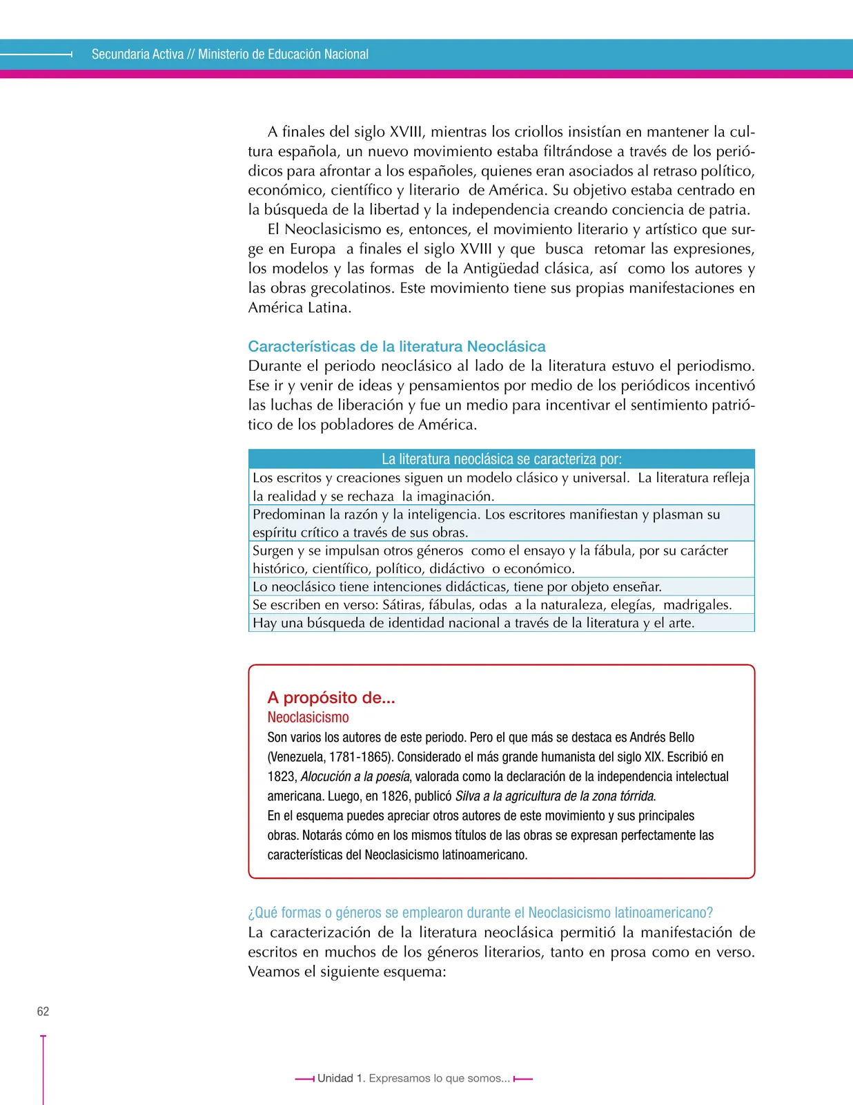 Página 62 de Lenguaje 9° · Secundaria Activa