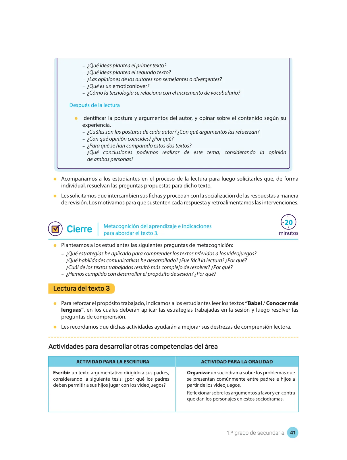 Miniatura página 43 de Comprensión lectora : manual para el docente de primer grado de Secundaria 2018 · 2018