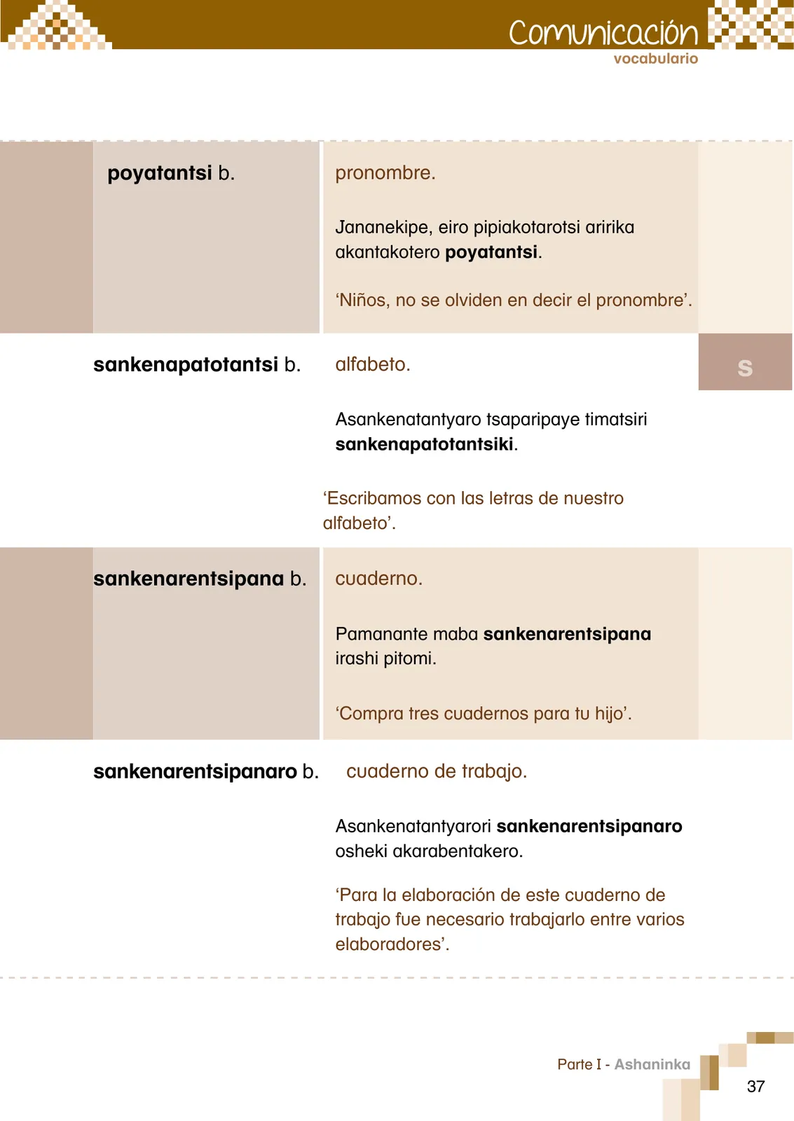 Miniatura página 39 de Ñantsipe Ayoyetajeri Ashaninka = Vocabulario pedagógico Ashaninka · 2021