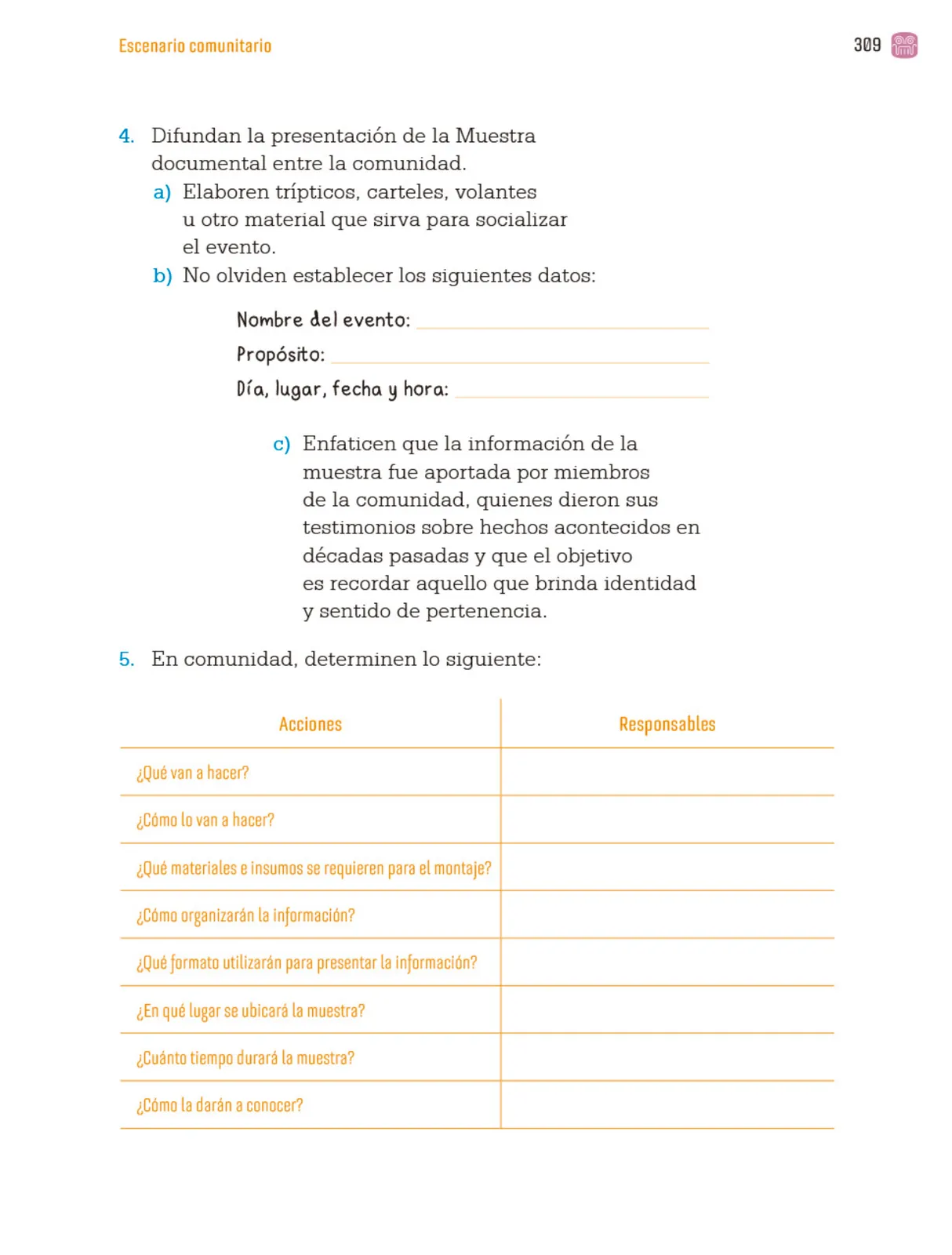 Miniatura página 312 de Proyectos Comunitarios.   Libro de Educación Primaria Grado 4°  Ciclo Escolar 2025 - 2026
