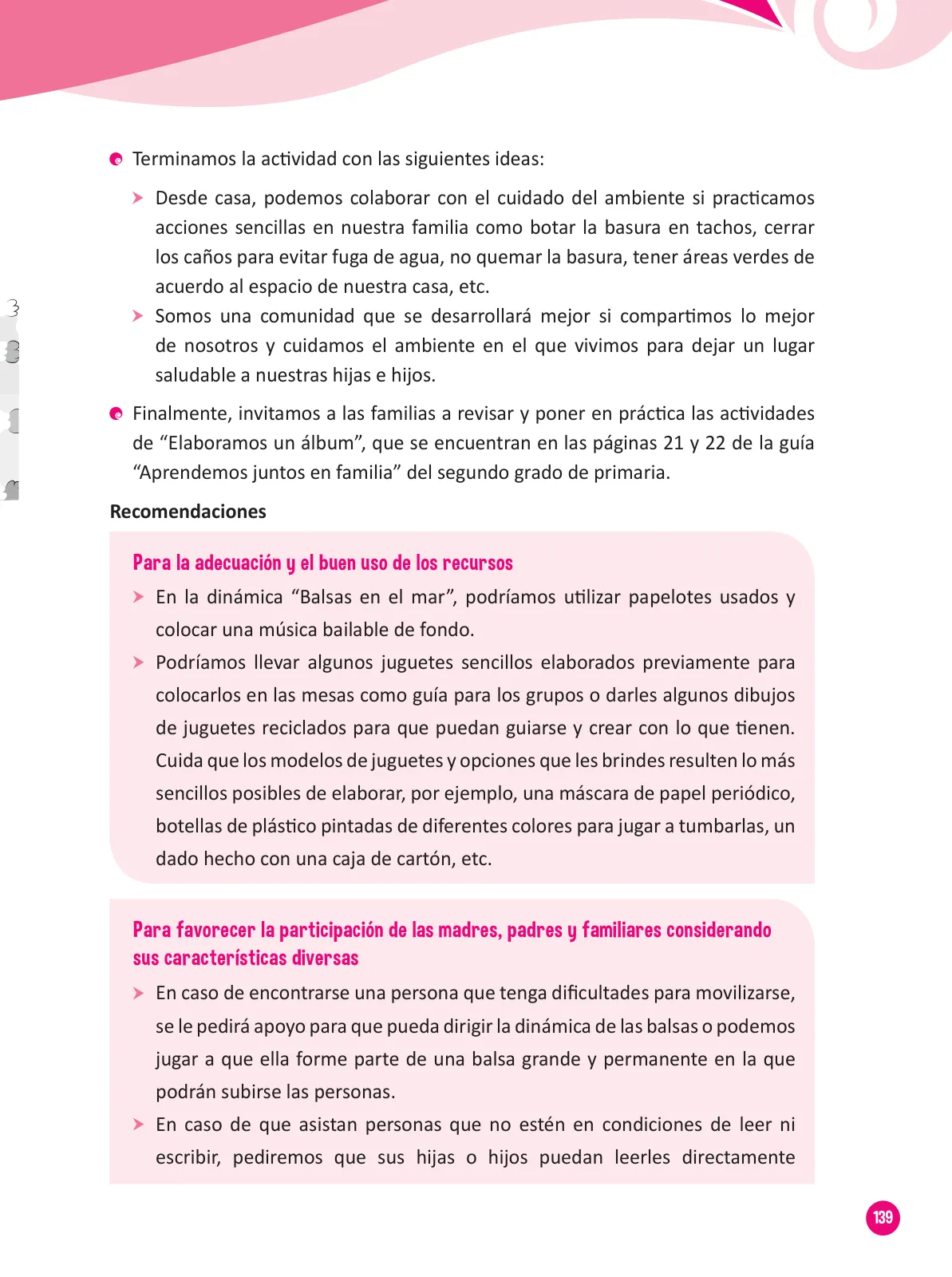 Miniatura página 141 de Guía para el trabajo docente con las familias del ciclo III de Primaria · 2016