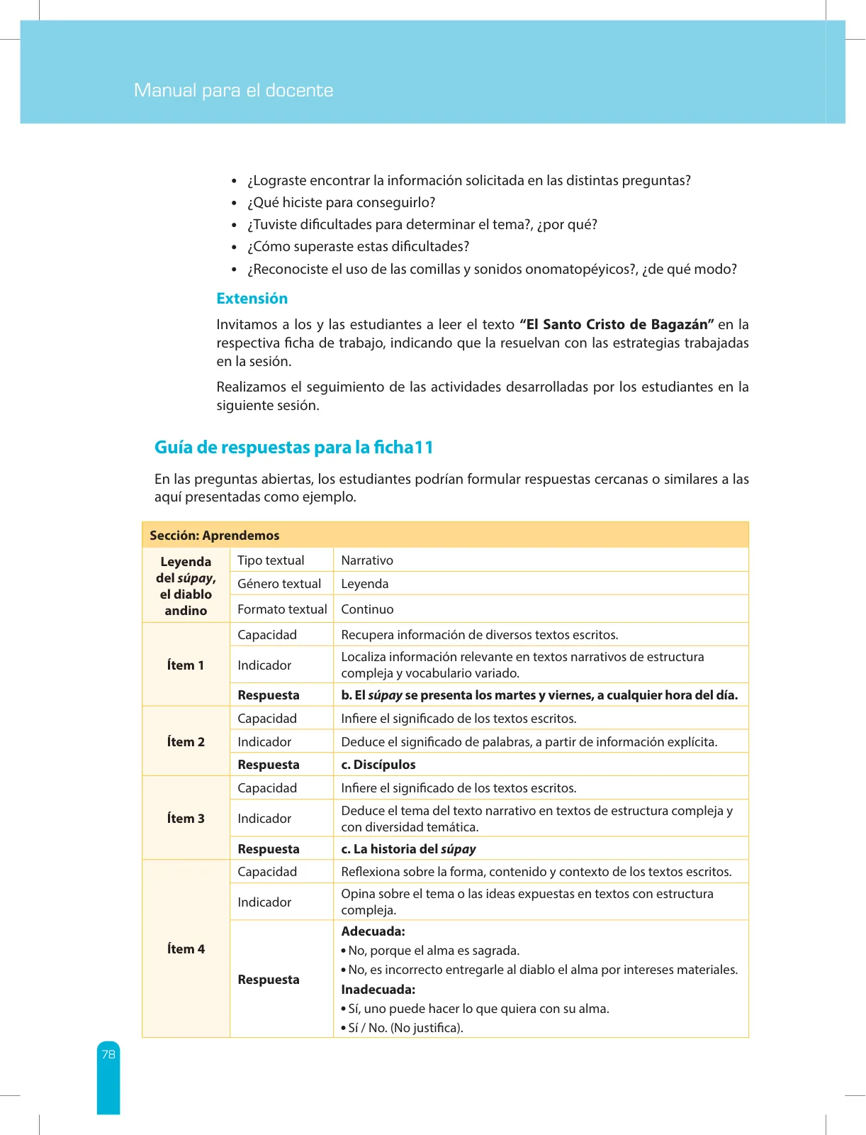 Miniatura página 80 de Comprensión lectora 2 : manual para el docente de segundo grado de Secundaria · 2017