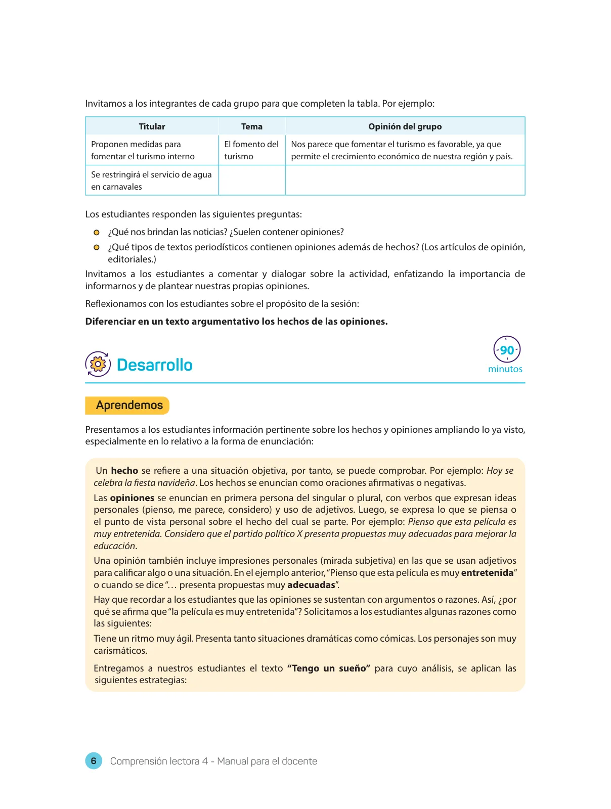Miniatura página 8 de Comprensión lectora 4 : manual para el docente de cuarto grado de Secundaria · 2017