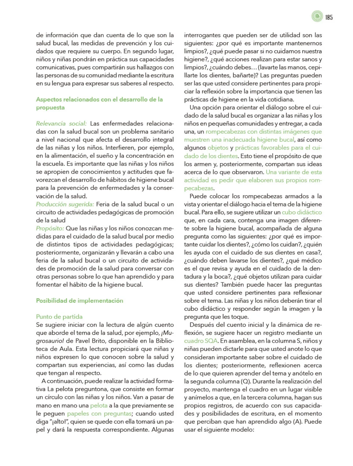 Miniatura página 186 de Modalidades de trabajo para la acción transformadora y el codiseño  Libro de Educación Preescolar Grado 1°, 2°, 3°  Ciclo Escolar 2025 - 2026