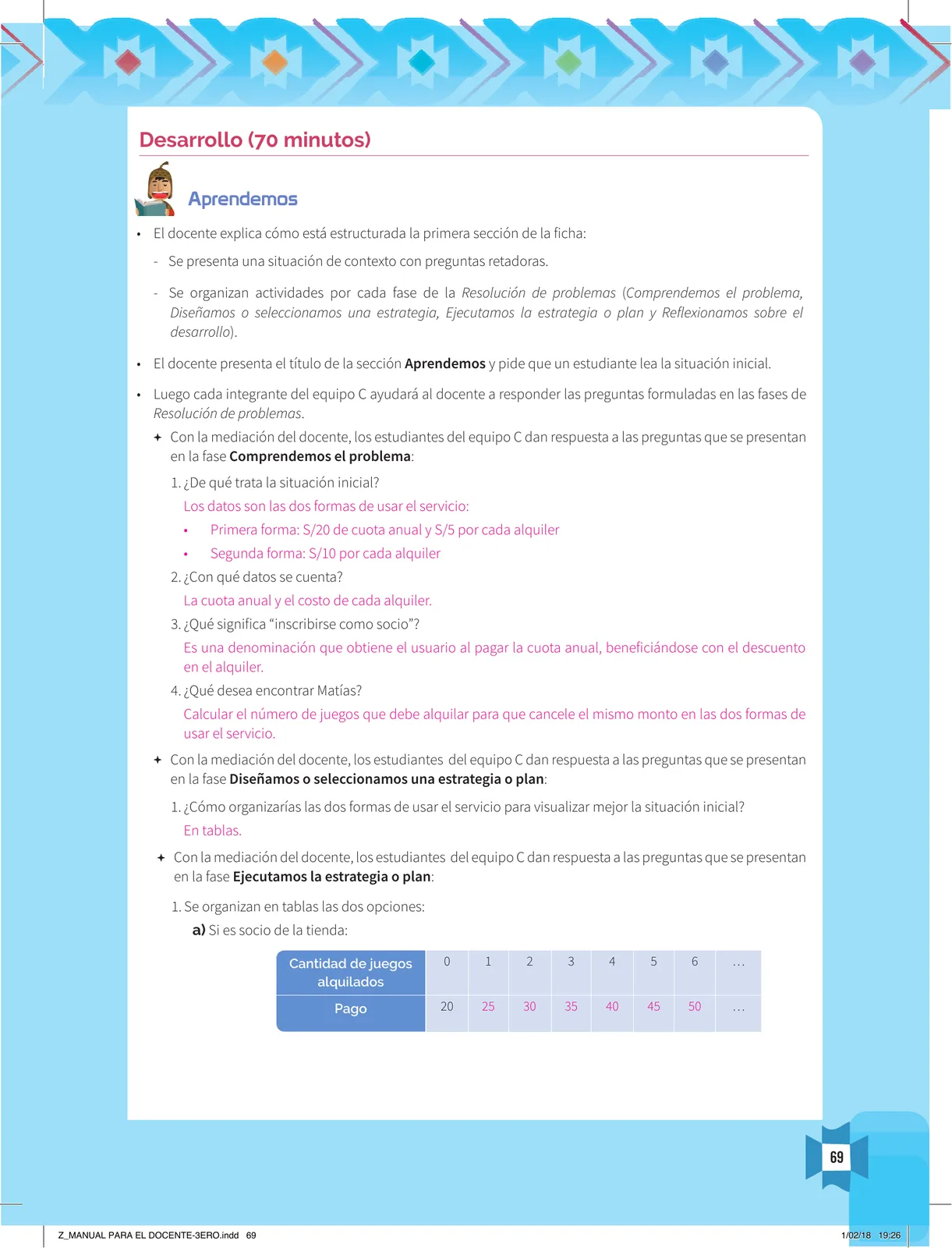 Página 71 de Resolvamos problemas 3 : manual para el docente 2018 · 2018