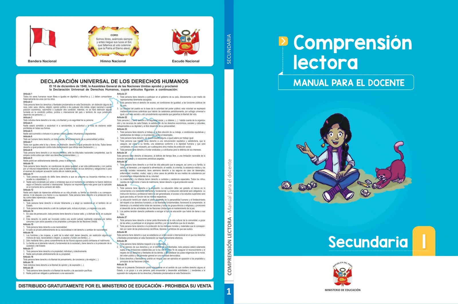 Portada de Comprensión lectora : manual para el docente de primer grado de Secundaria 2018 · 2018