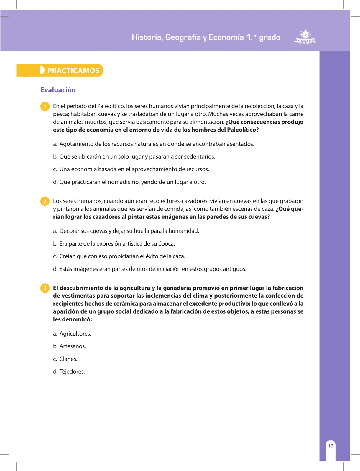 Página 13 de Historia, Geografía y Economía 1 : cuaderno de reforzamiento pedagógico - JEC · 2016