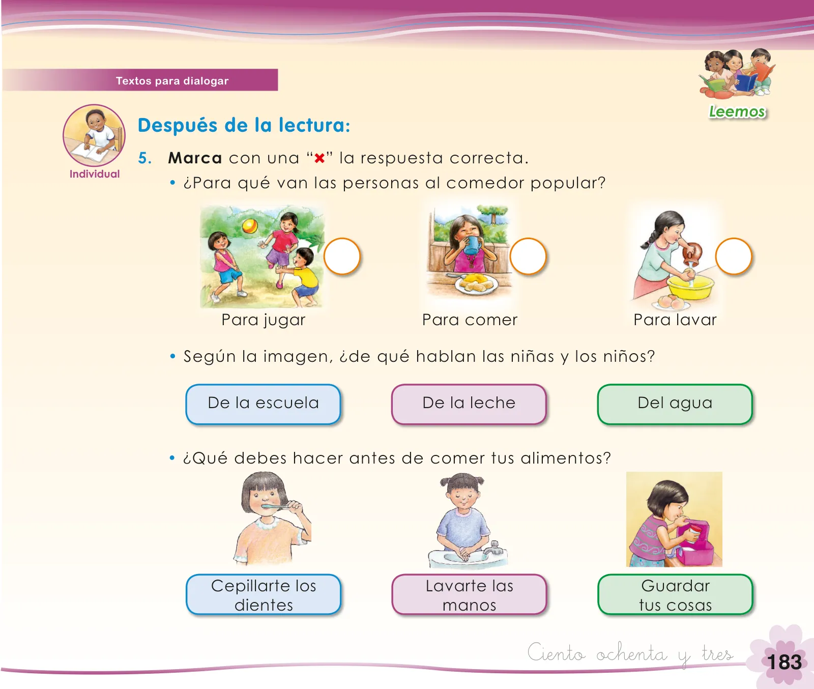 Miniatura página 185 de Comunicación 1 : cuaderno de trabajo para primer grado de Educación Primaria 2019 · 2019