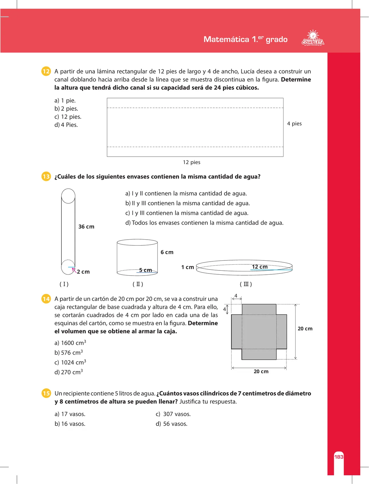 Página 183 de Matemática 1 : cuaderno de reforzamiento pedagógico - JEC · 2016