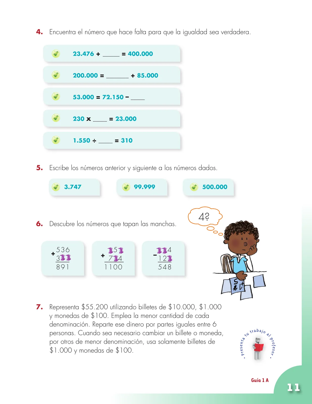 Miniatura página 11 de Matematica 4° · Cartilla 01