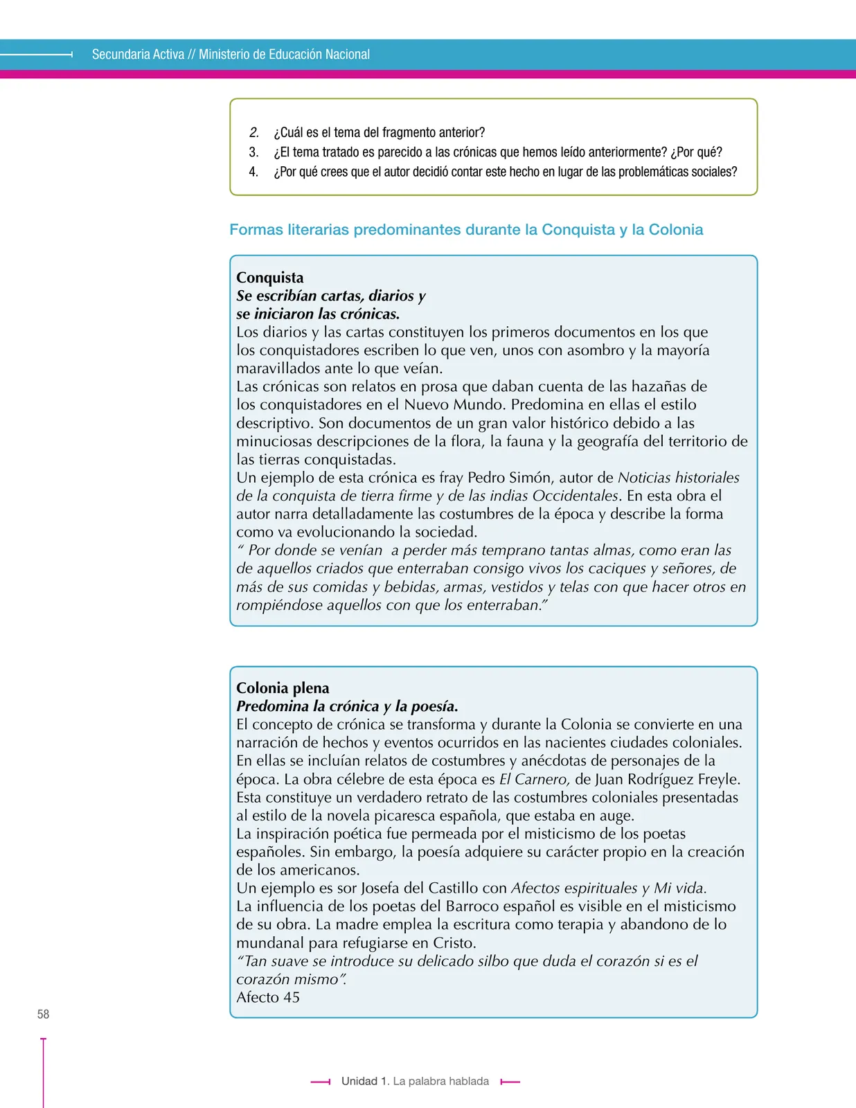 Página 58 de Lenguaje 8° · Secundaria Activa