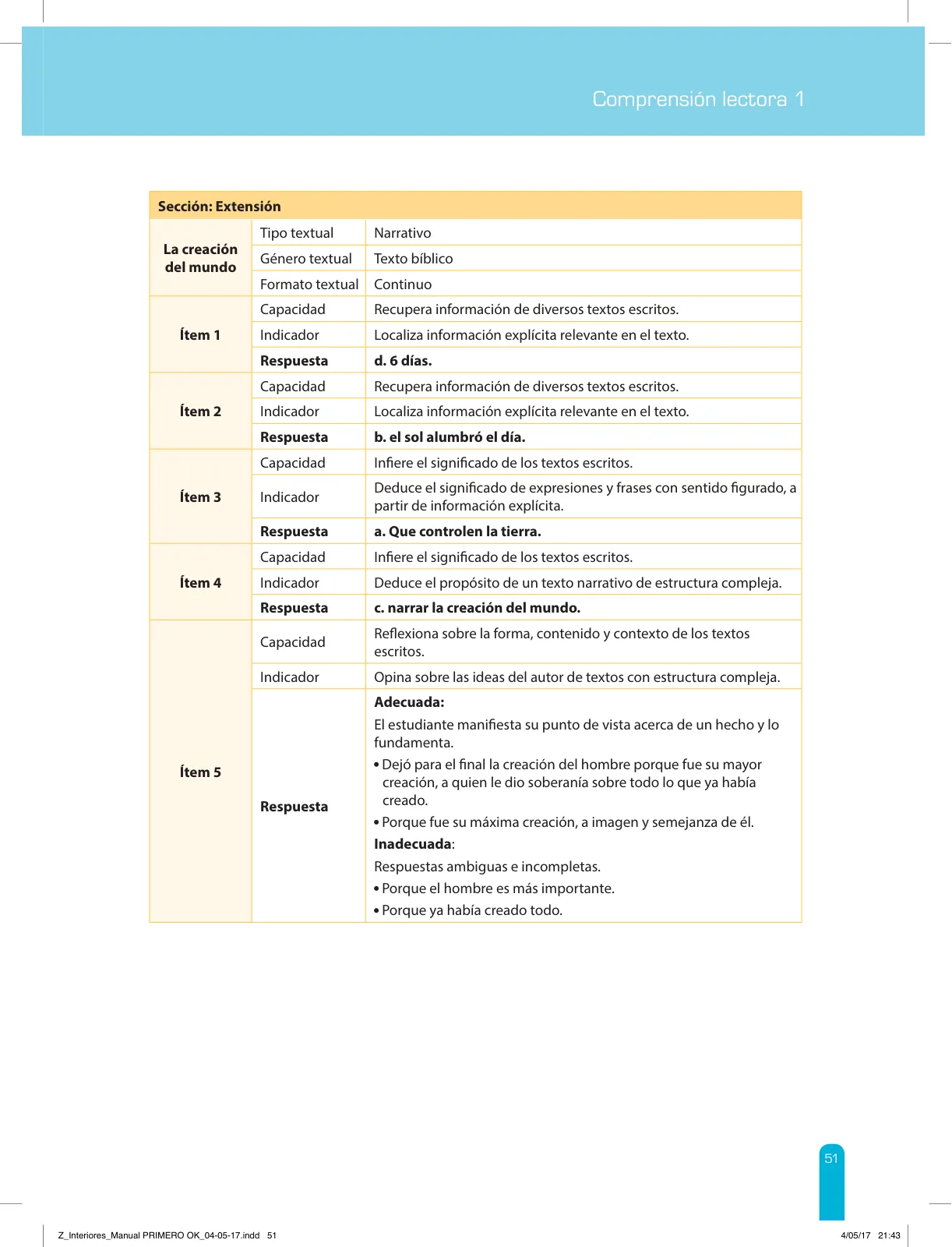 Página 53 de Comprensión lectora 1 : manual para el docente de primer grado de Secundaria · 2017