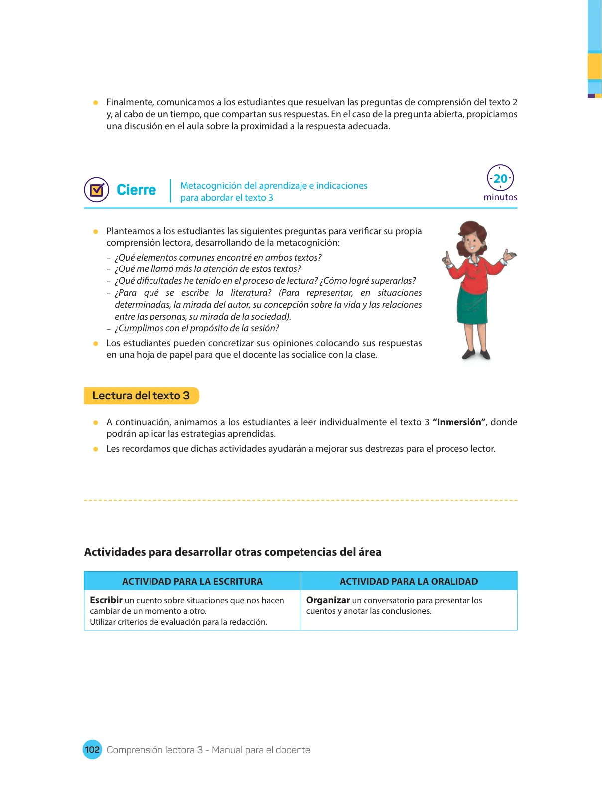 Miniatura página 104 de Comprensión lectora : manual para el docente de tercer grado de Secundaria 2018 · 2018