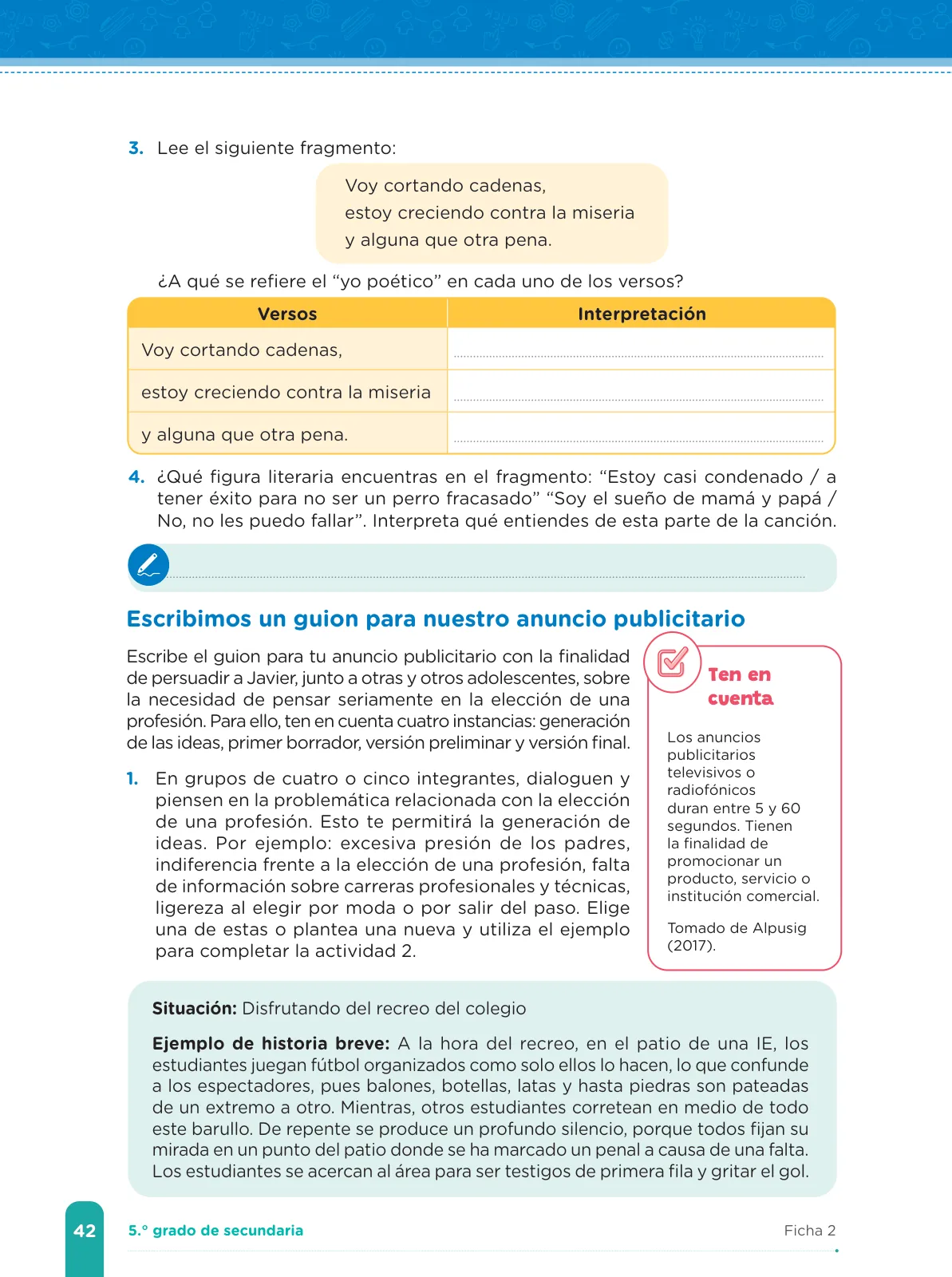 Miniatura página 44 de Fichas de aprendizaje de Comunicación 5 · 2024