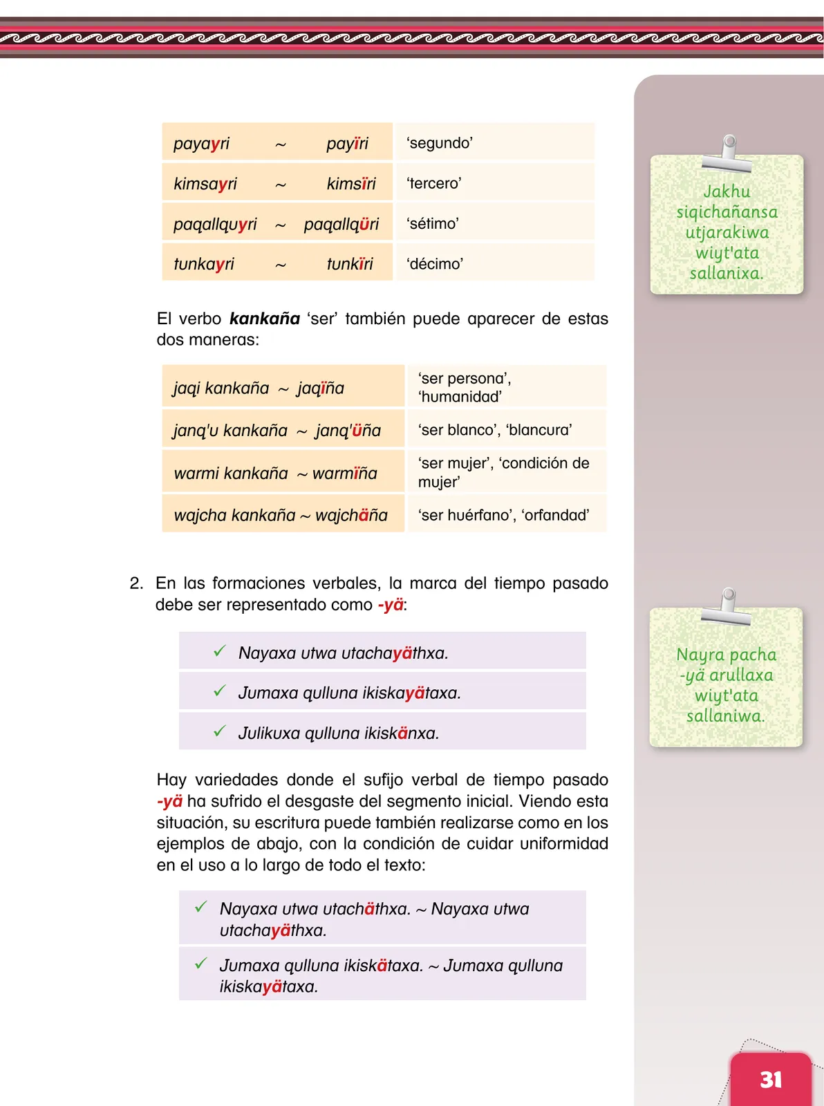 Página 33 de Aymara arutha chiqapa qillqañataki panka = Manual de escritura Aimara · 2021