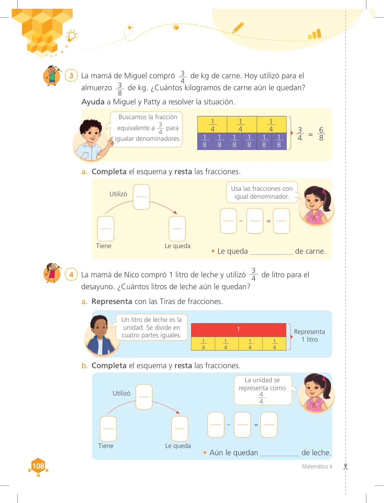 Página 108 de Matemática 4 : cuaderno de trabajo para cuarto grado de Educación Primaria 2018 · 2018