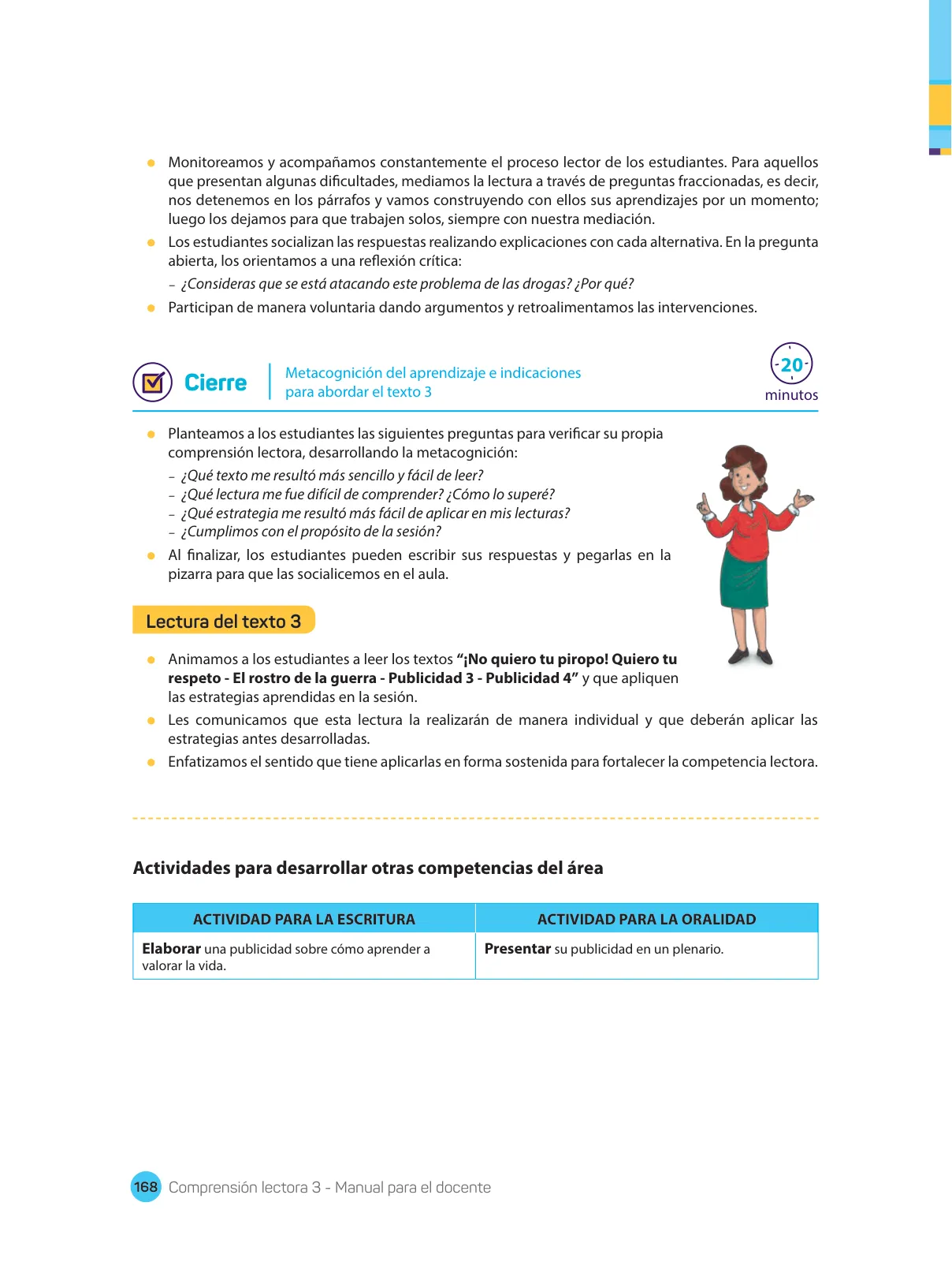 Miniatura página 170 de Comprensión lectora : manual para el docente de tercer grado de Secundaria 2018 · 2018
