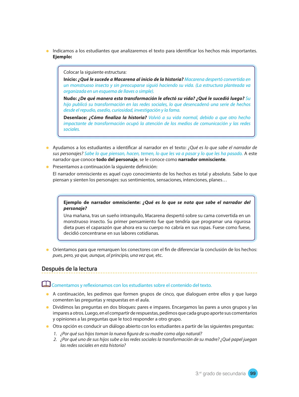 Página 101 de Comprensión lectora : manual para el docente de tercer grado de Secundaria 2018 · 2018