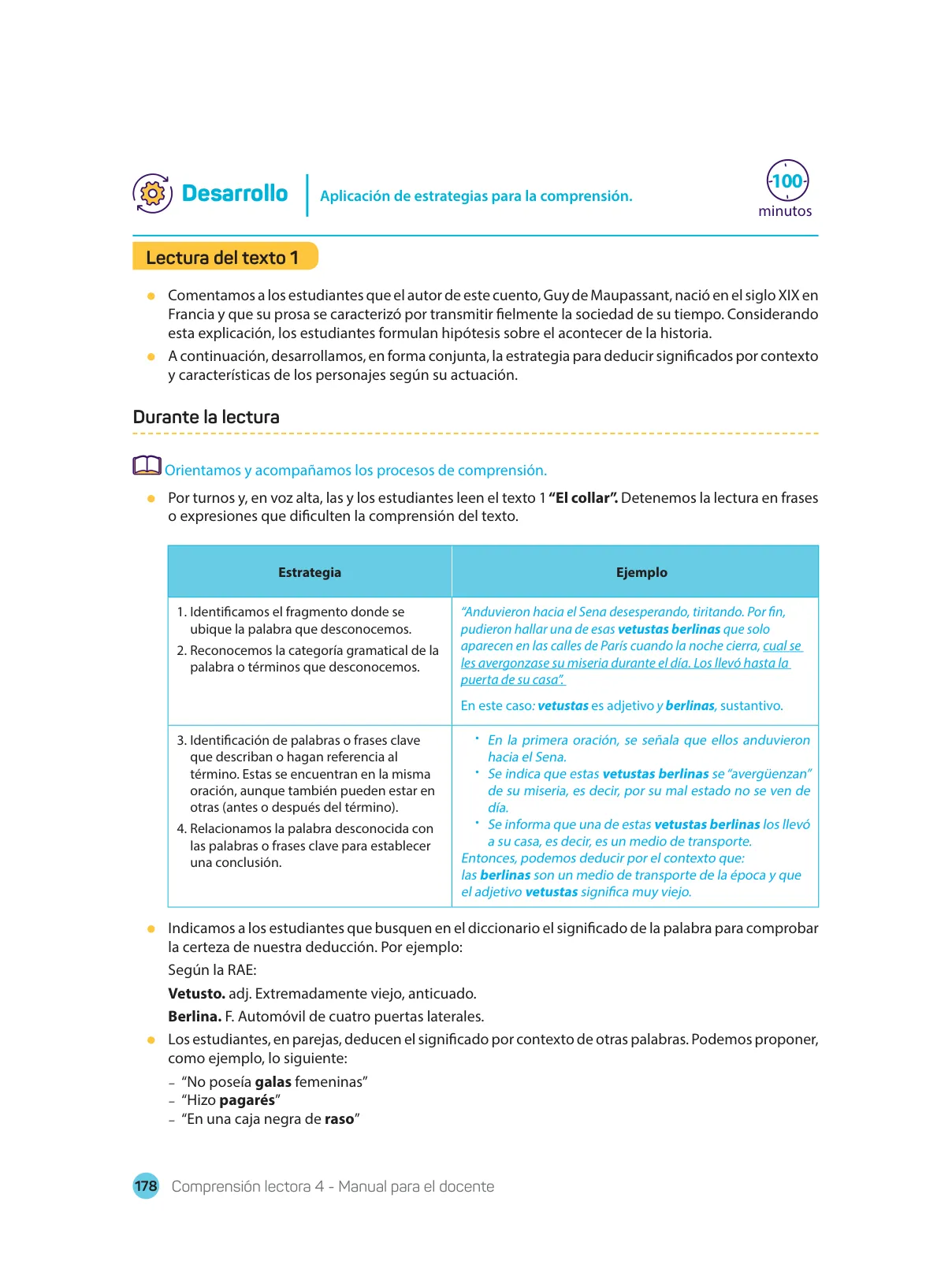 Miniatura página 180 de Comprensión lectora : manual para el docente de cuarto grado de Secundaria 2018 · 2018