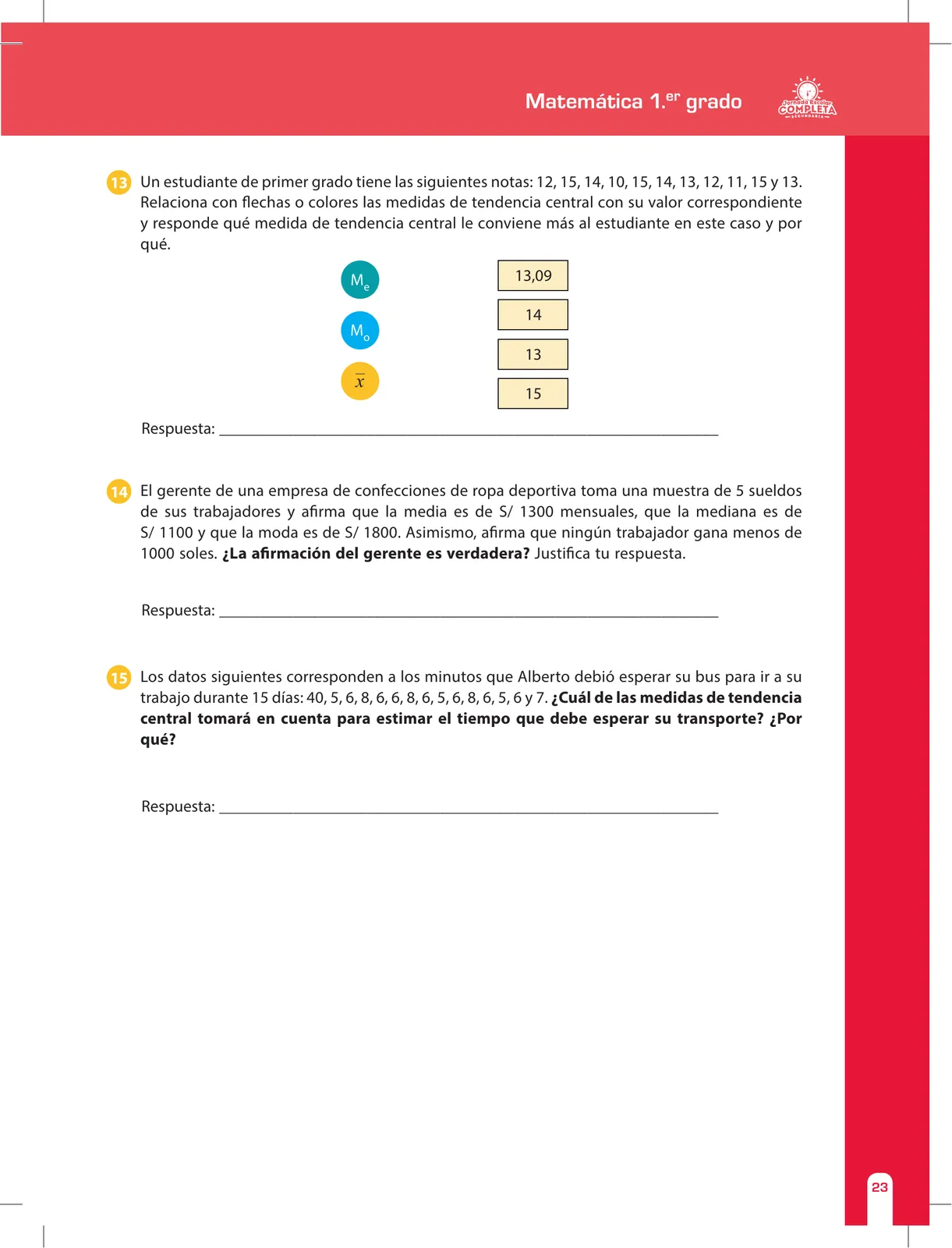 Página 23 de Matemática 1 : cuaderno de reforzamiento pedagógico - JEC · 2016