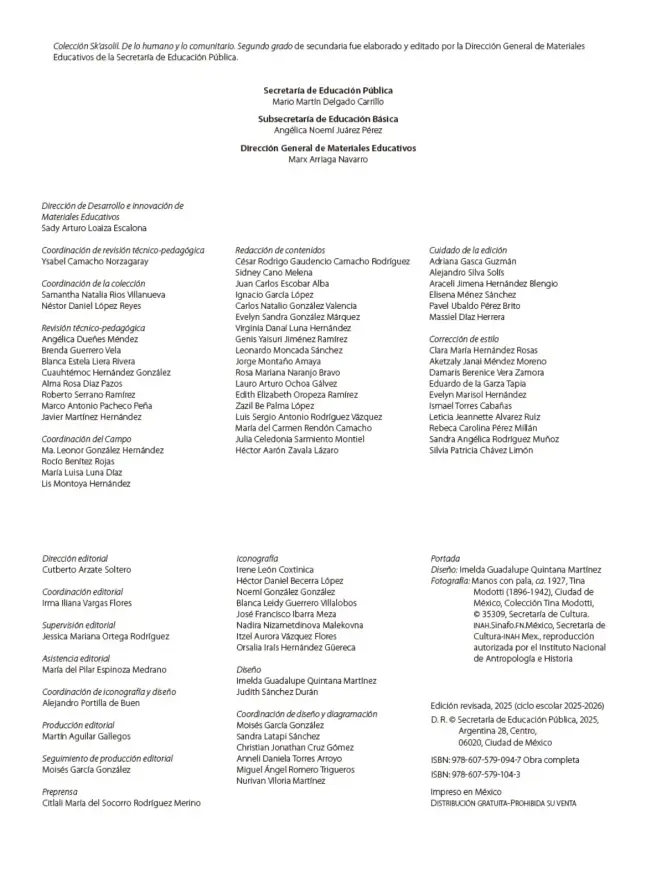 Página 3 de Colección Sk´asolil. De lo humano y lo comunitario. Libro de Educación Secundaria Grado 2° Ciclo Escolar 2025 - 2026