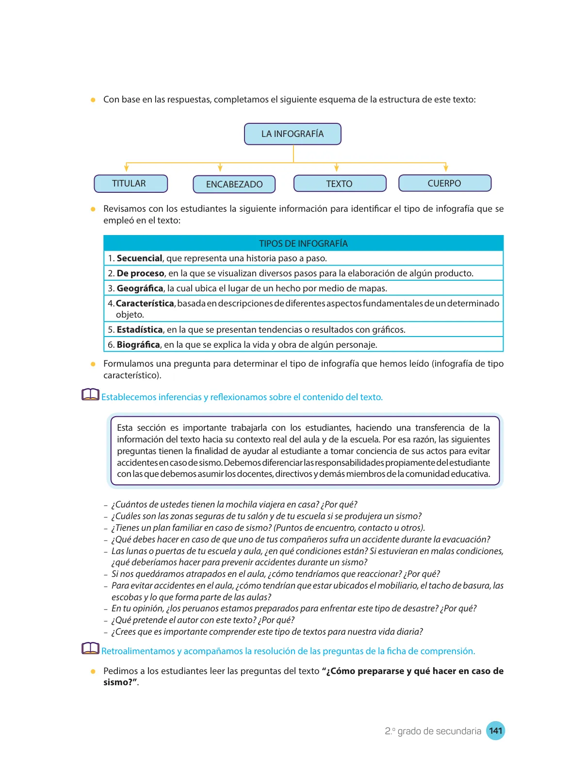 Página 143 de Comprensión lectora : manual para el docente de segundo grado de Secundaria 2018 · 2018
