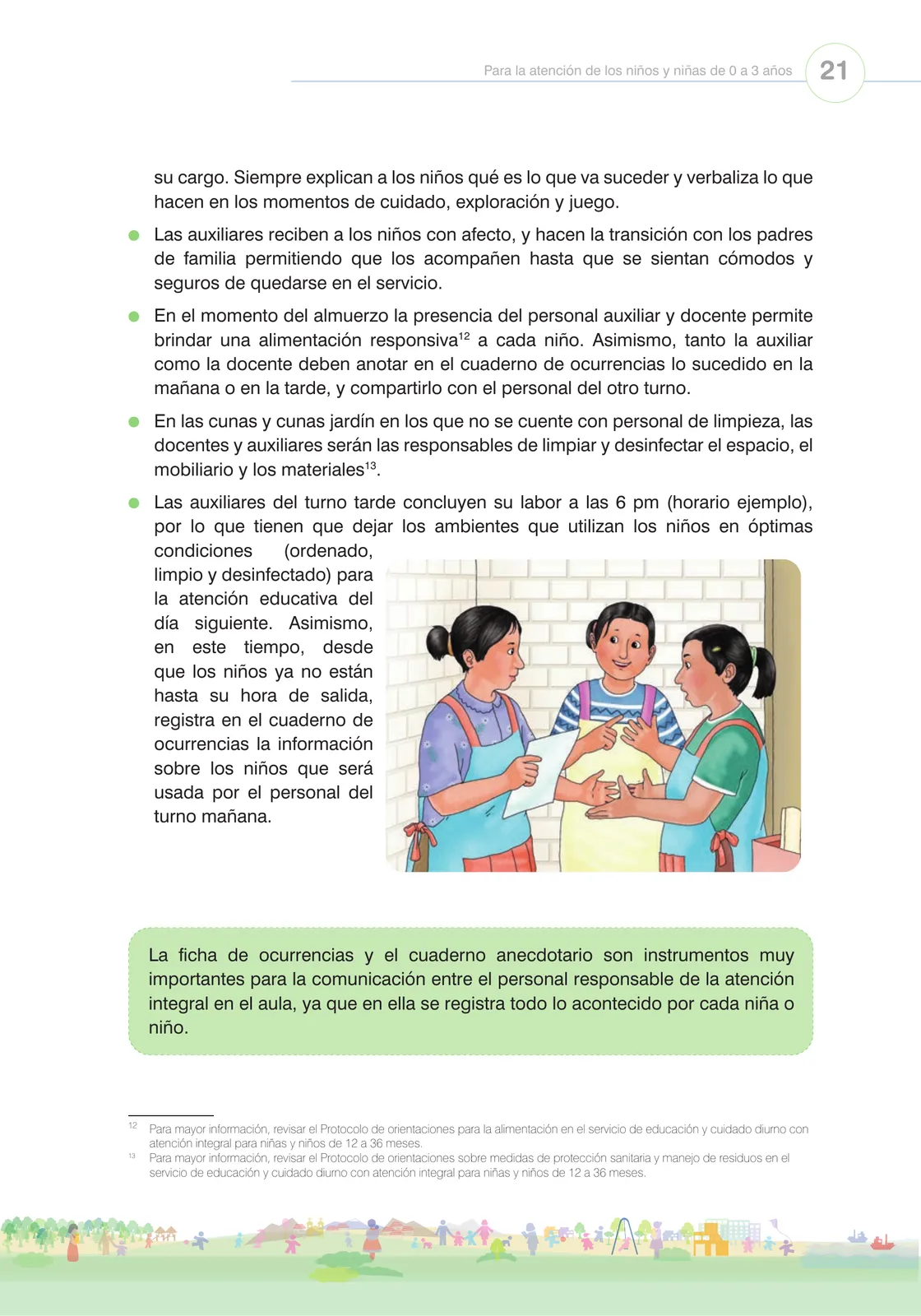 Miniatura página 23 de Orientaciones para el funcionamiento de las cunas y cunas jardín que brindan el servicio de educación y cuidado diurno con atención integral para niñas y niños de 12 a 36 meses : guía del servicio y protocolos · 2024