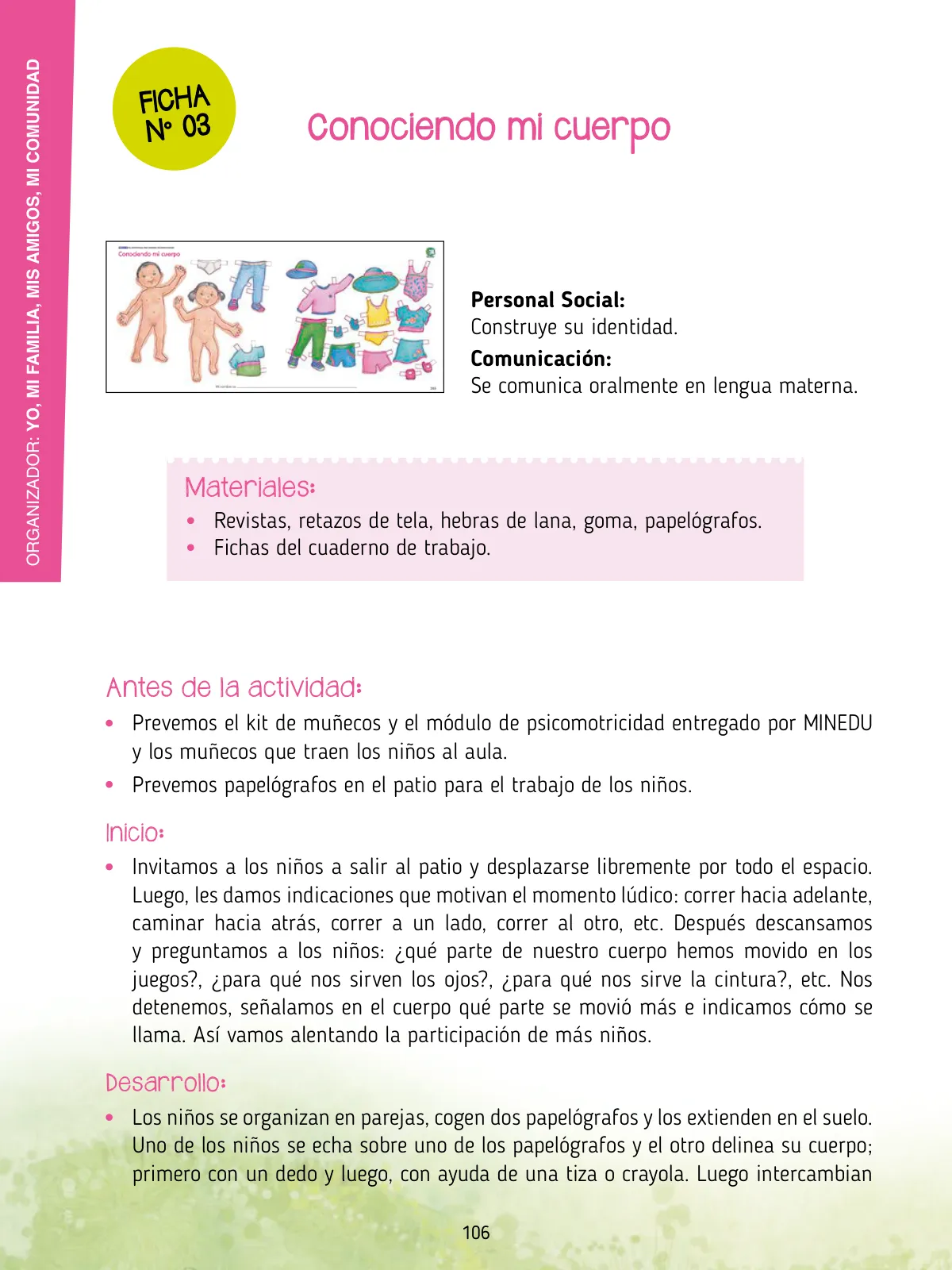 Página 108 de Agenda pedagógica 2017-2018 para docentes de II Ciclo de Instituciones de nivel de Educación Inicial · 2017