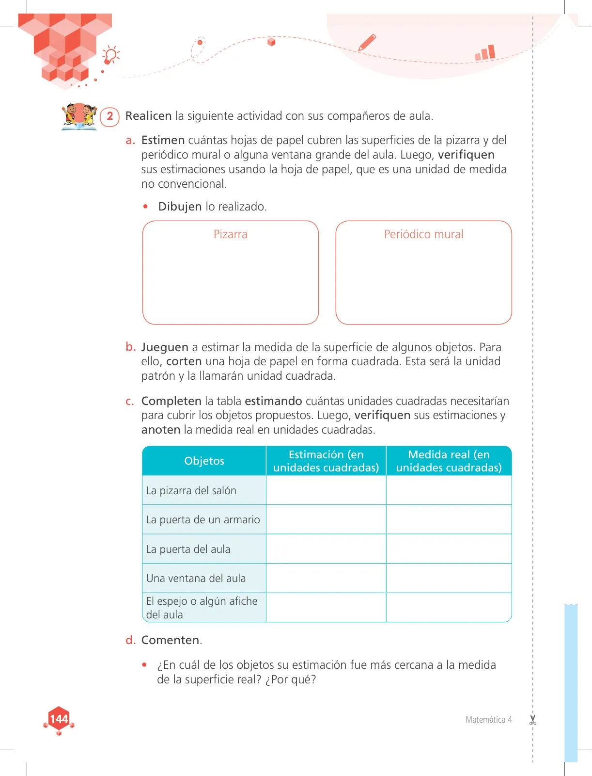 Página 144 de Matemática 4 : cuaderno de trabajo para cuarto grado de Educación Primaria 2018 · 2018