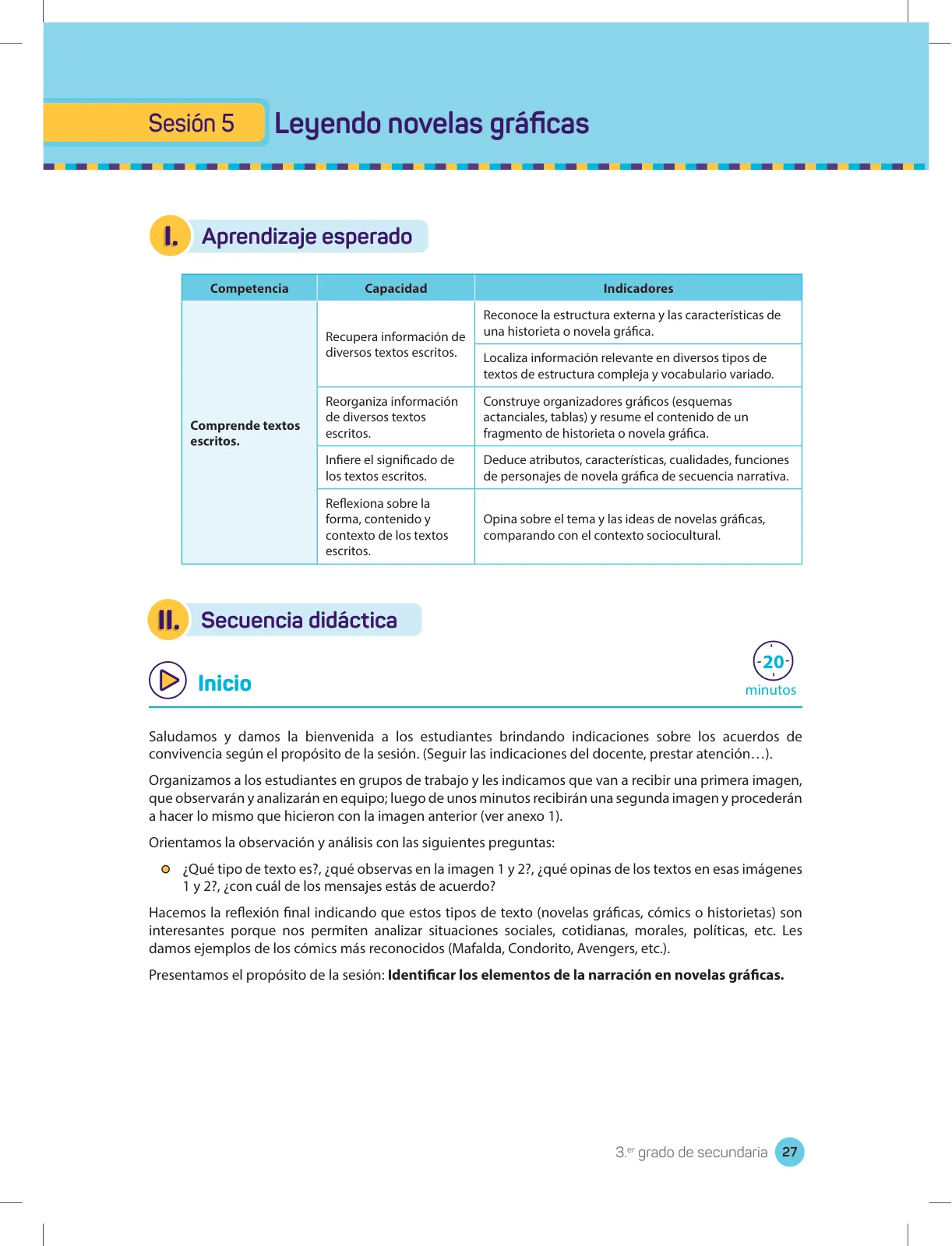 Miniatura página 29 de Comprensión lectora 3 : manual para el docente de tercer grado de Secundaria · 2017