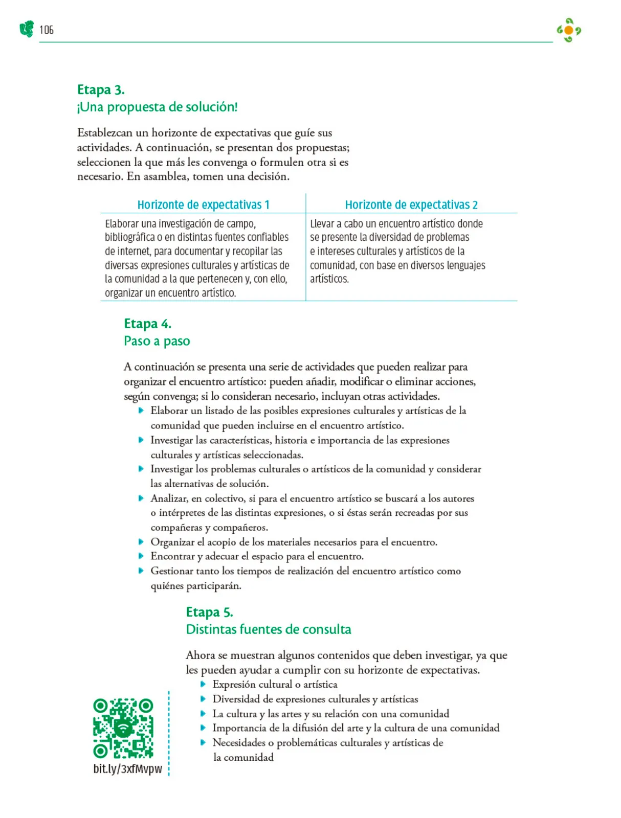 Página 107 de Colección Nanahuatzin. Nuestro libro de Proyectos. Tomo I.   Libro de Educación Telesecundaria Grado 3°  Ciclo Escolar 2025 - 2026