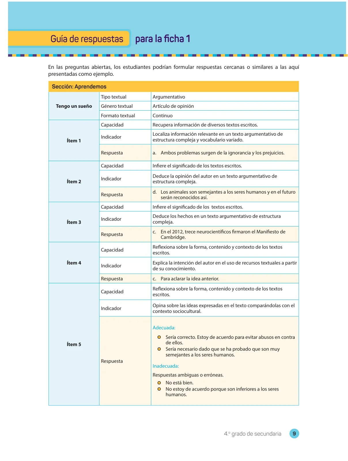 Página 11 de Comprensión lectora 4 : manual para el docente de cuarto grado de Secundaria · 2017