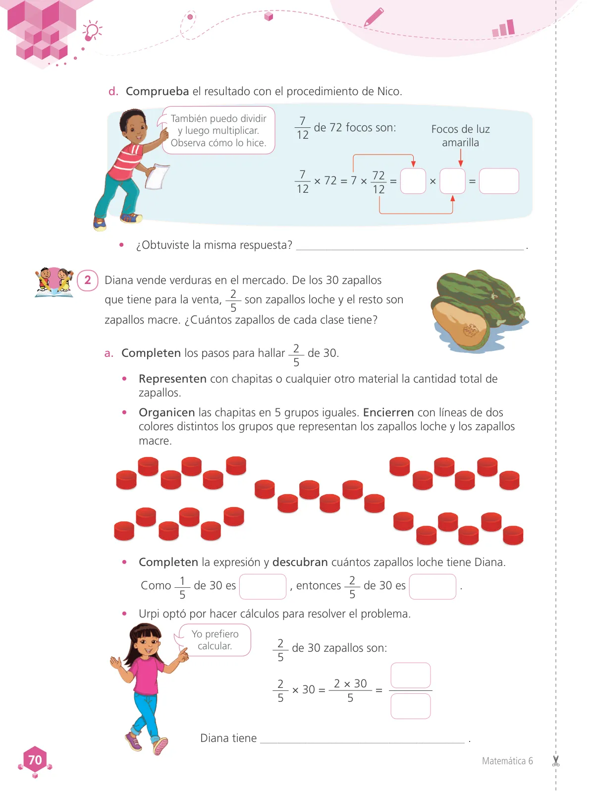 Miniatura página 72 de Matemática 6 : cuaderno de trabajo para sexto grado de Educación Primaria 2019 · 2019