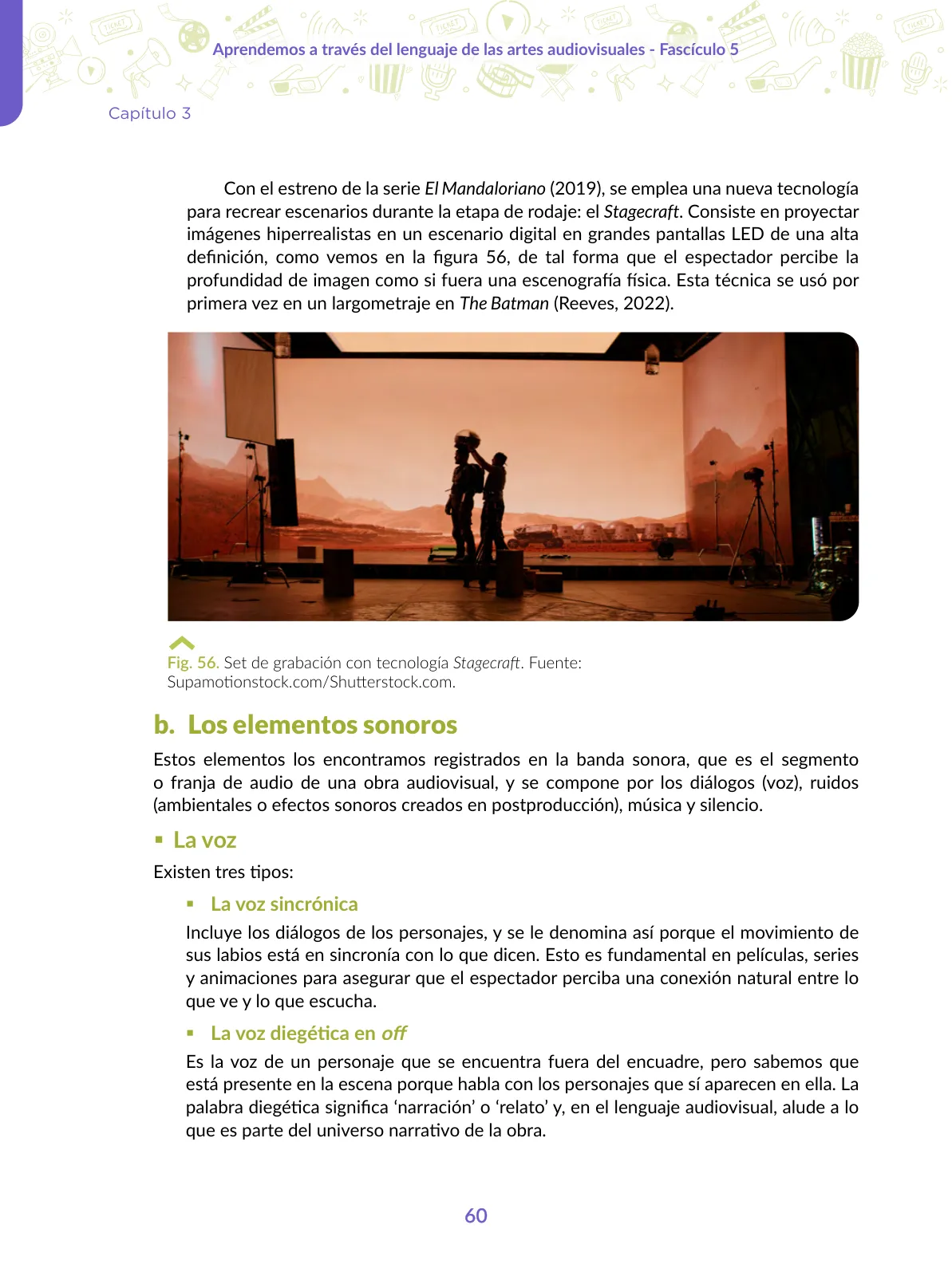Página 60 de Aprendemos a través del lenguaje de las artes audiovisuales Fascículo 5 para estudiantes de Educación Secundaria · 2024