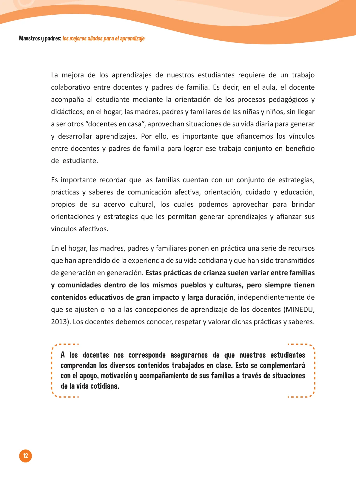 Miniatura página 14 de Guía para el trabajo docente con las familias del ciclo IV de Primaria · 2016