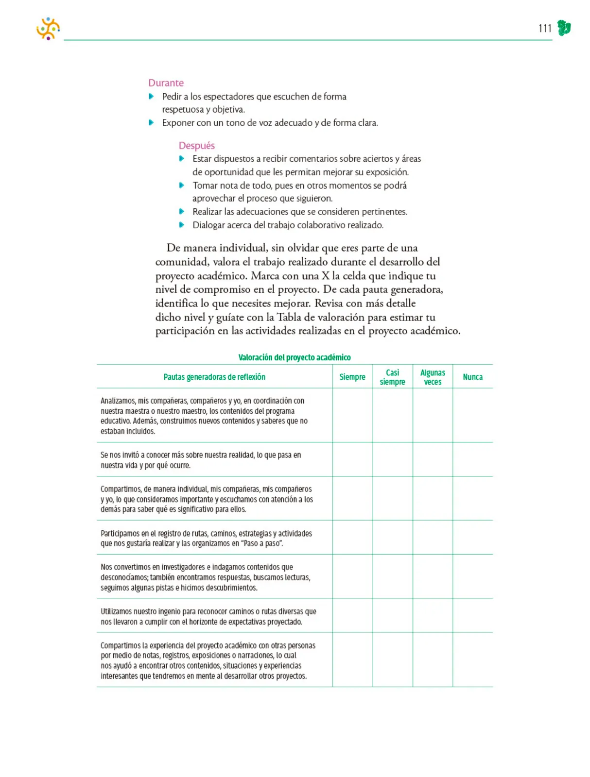 Miniatura página 112 de Colección Ximhai. Nuestro libro de Proyectos.  Tomo III.  Libro de Educación Telesecundaria Grado 1°  Ciclo Escolar 2025 - 2026