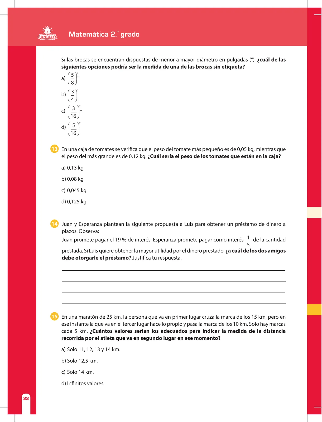 Miniatura página 22 de Matemática 2 : cuaderno de reforzamiento pedagógico - JEC · 2016