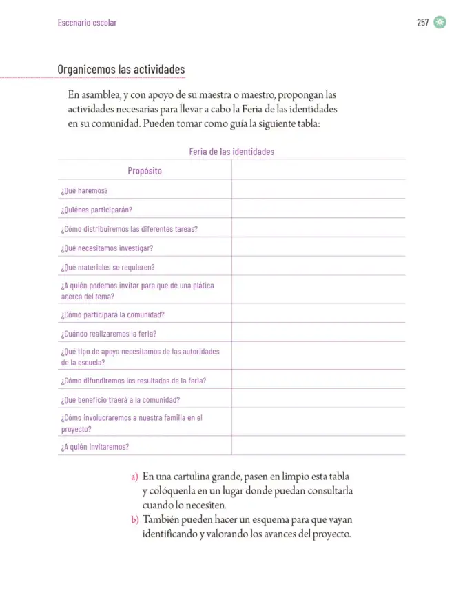 Página 260 de Proyectos Escolares. Libro de Educación Primaria Grado 5° Ciclo Escolar 2025 - 2026