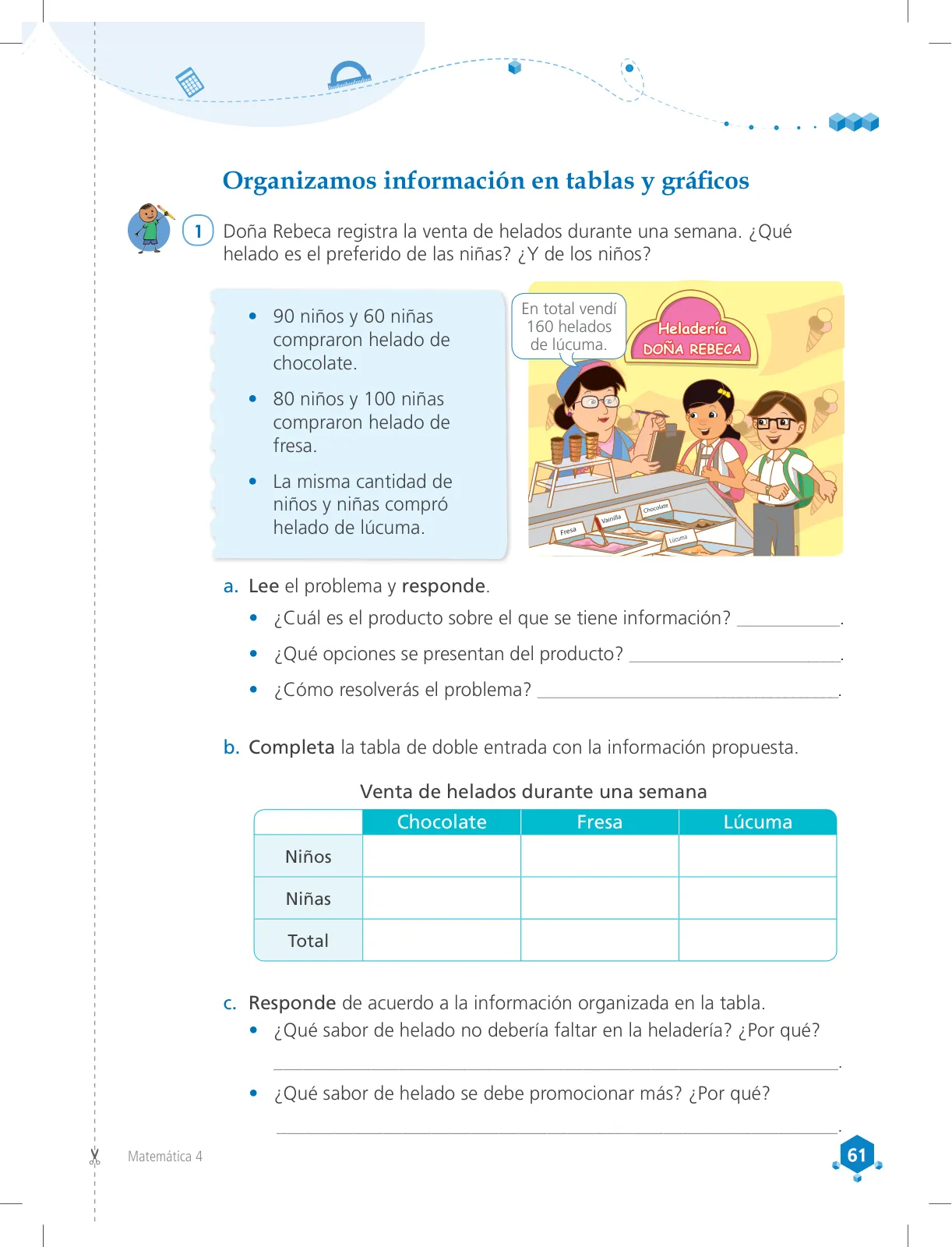 Miniatura página 61 de Matemática 4 : cuaderno de trabajo para cuarto grado de Educación Primaria 2018 · 2018