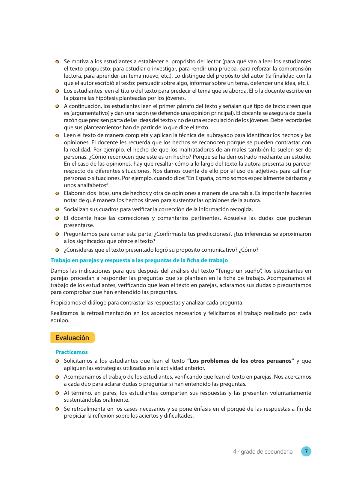 Miniatura página 9 de Comprensión lectora 4 : manual para el docente de cuarto grado de Secundaria · 2017