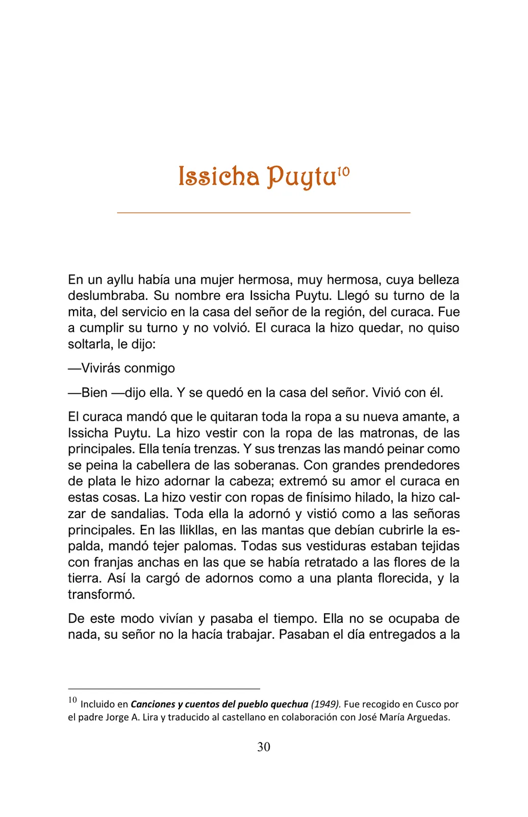 Página 30 de Arguedas, entre el fuego y el amor : textos seleccionados para estudiantes de Educación Básica · 2021