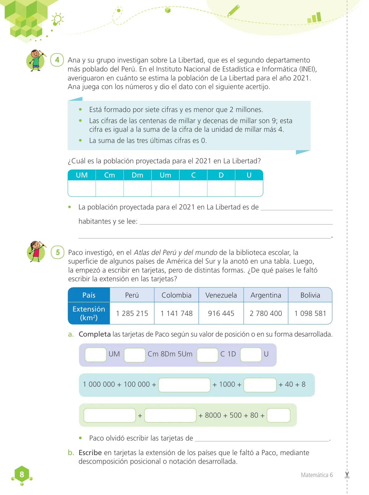 Página 10 de Matemática 6 : cuaderno de trabajo para sexto grado de Educación Primaria 2019 · 2019