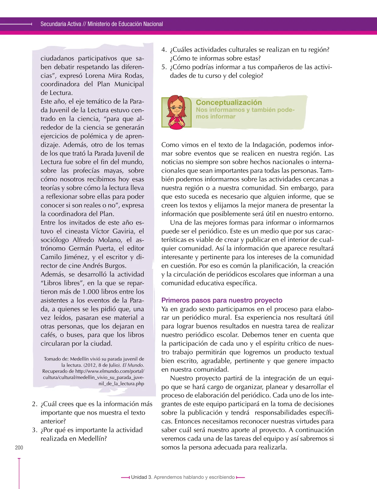 Página 200 de Lenguaje 9° · Secundaria Activa