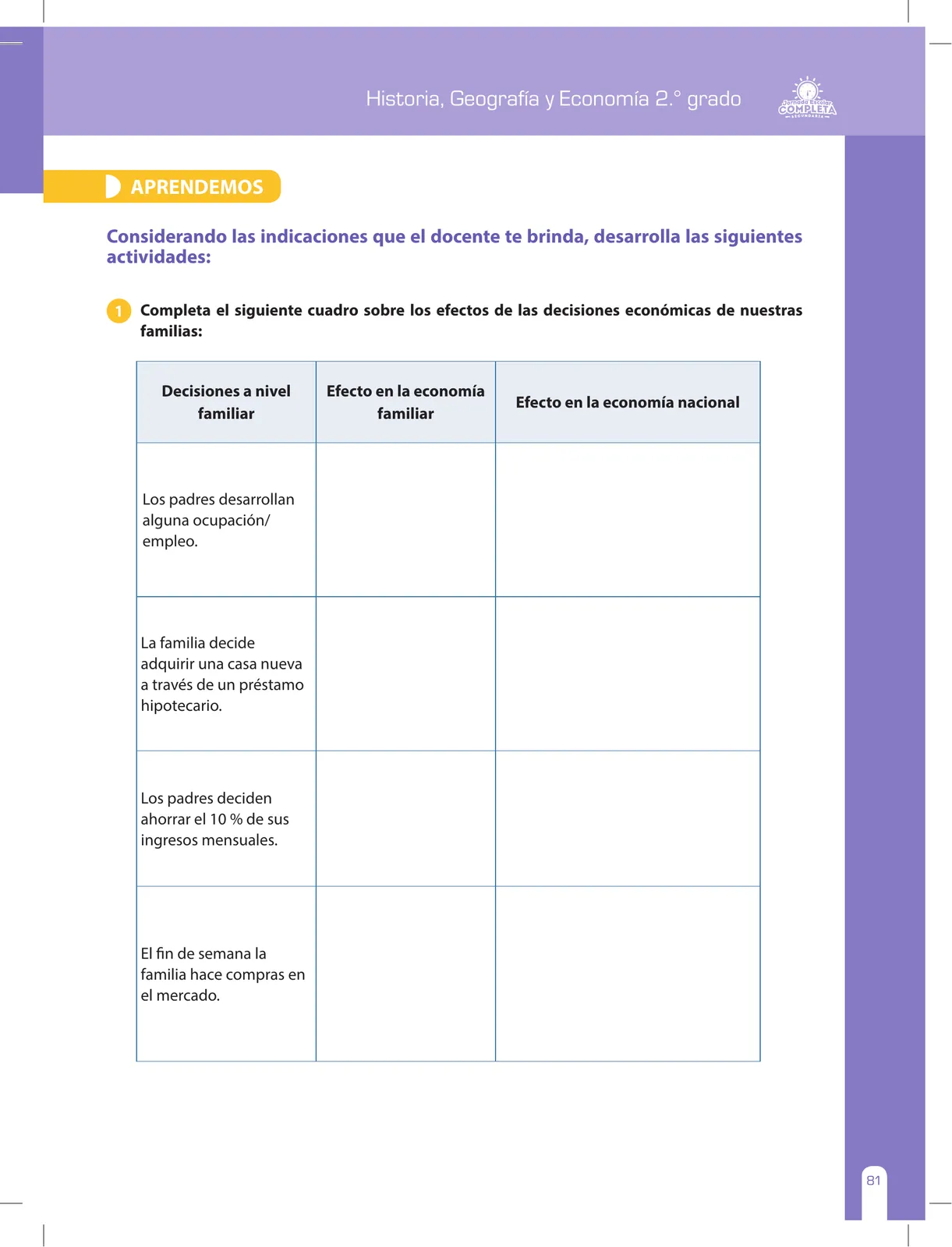 Miniatura página 81 de Historia, Geografía y Economía 2 : cuaderno de reforzamiento pedagógico - JEC ﻿ · 2016